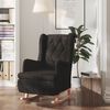 vidaXL Fauteuil avec pieds &agrave; bascule en bois d'h&eacute;v&eacute;a Noir Tissu