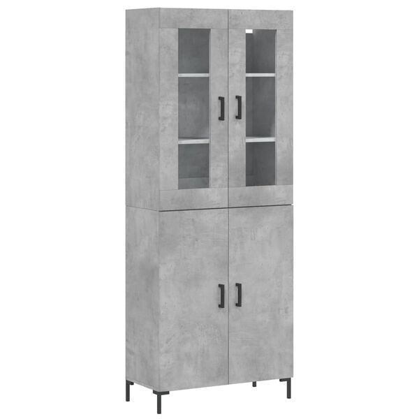 vidaXL Buffet haut Gris béton 69,5x34x180 cm Bois d'ingénierie