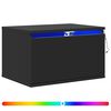 vidaXL Tables de chevet murales avec lumi&egrave;res LED 2 pcs noir