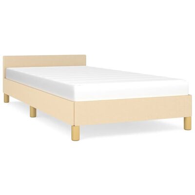 vidaXL Cadre de lit avec tête de lit Crème 90x190 cm Tissu