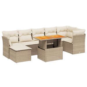 vidaXL Salon de jardin avec coussins 8 pcs beige r&eacute;sine tress&eacute;e