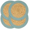 vidaXL Napperons 4 pcs Naturel et vert 38 cm Jute et coton