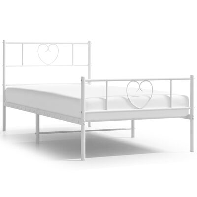 vidaXL Cadre de lit métal sans matelas et pied de lit blanc 100x190 cm