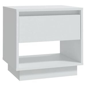 vidaXL Table de chevet Blanc 45x34x44 cm bois d'ing&eacute;nierie