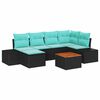 vidaXL Ensemble de canap&eacute; de jardin 7 pc Noir et turquoise