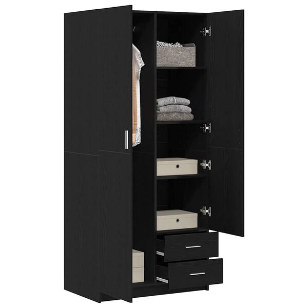 vidaXL Armoire Chêne noir 80 x 52 x 180 cm Bois d'ingénierie