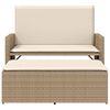 vidaXL Banc de jardin et coussins et repose-pied beige r&eacute;sine tress&eacute;e