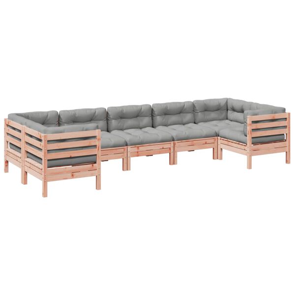 vidaXL Salon de jardin 7 pcs et coussins bois massif sapin de douglas