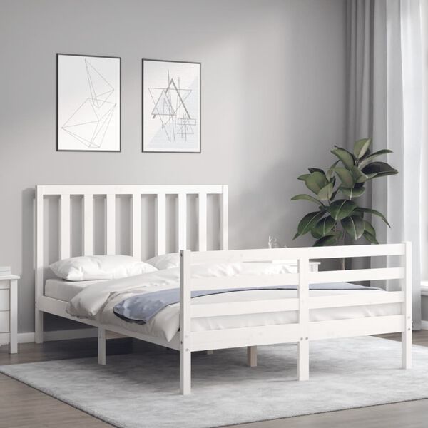 vidaXL Cadre de lit sans matelas blanc 140x200 cm bois de pin massif