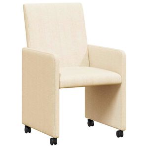 vidaXL Chaises de Salle &agrave; Manger avec Roues 2 pc Cr&egrave;me 57 x 66 x 94 cm