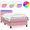 vidaXL Sommier &agrave; lattes de lit avec matelas et LED rose 120x210 cm velours