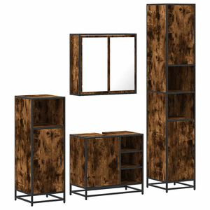 vidaXL Ensemble meubles salle de bain 4 pcs ch&ecirc;ne fum&eacute; bois ing&eacute;nierie