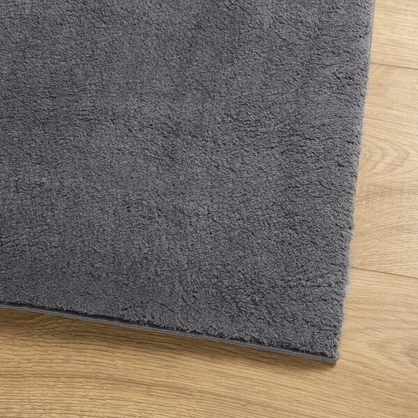 vidaXL Tapis HUARTE &agrave; poils courts doux lavable anthracite 120x120 cm