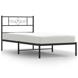 vidaXL Cadre de lit m&eacute;tal sans matelas avec t&ecirc;te de lit noir 90x190 cm