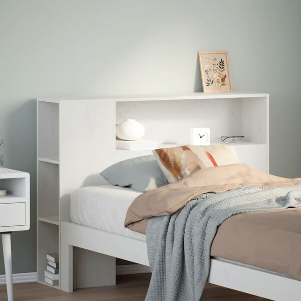 vidaXL T&ecirc;te de lit avec rangement blanc 100 cm bois massif de pin