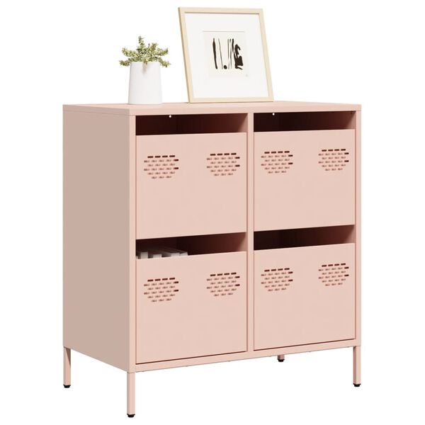 vidaXL Buffet rose 68x39x73,5 cm acier laminé à froid