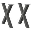 vidaXL Pieds de table &agrave; manger en forme de X, 2 pi&egrave;ces, anthracite, 80 x (72-73) cm, acier