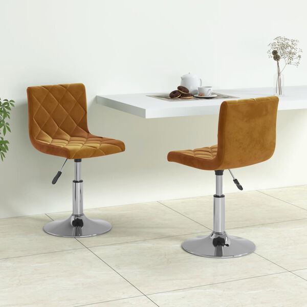 vidaXL Chaises pivotantes &agrave; manger lot de 2 marron velours