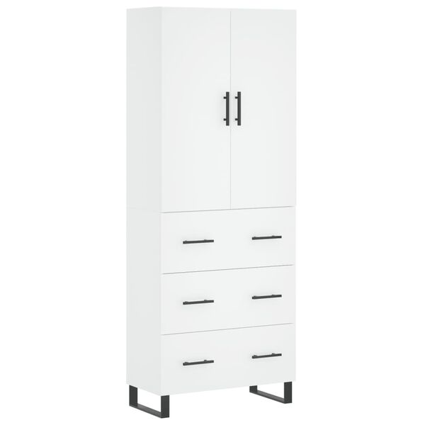 vidaXL Buffet haut Blanc 69,5x34x180 cm Bois d'ing&eacute;nierie