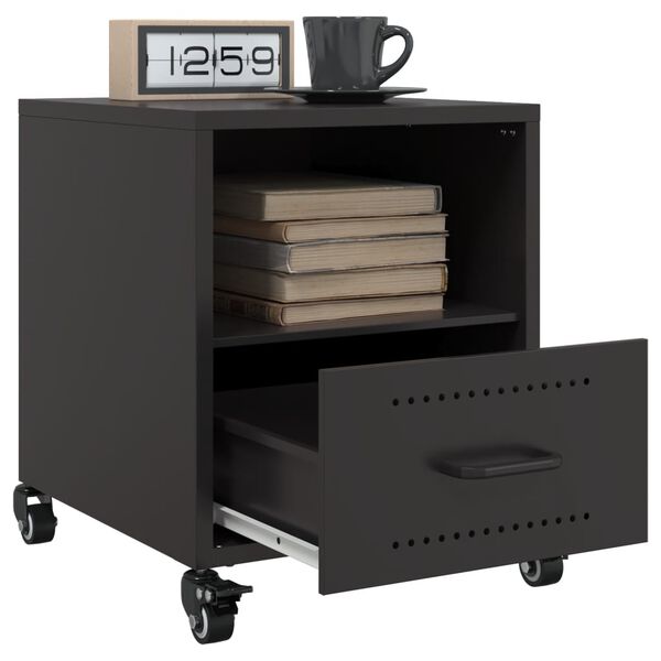vidaXL Table de chevet noir 36x39x43,5 cm acier