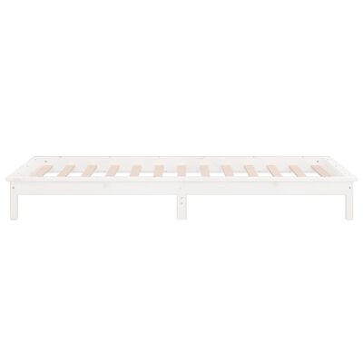 vidaXL Cadre de lit à LED blanc 75x190 cm petit simple bois massif