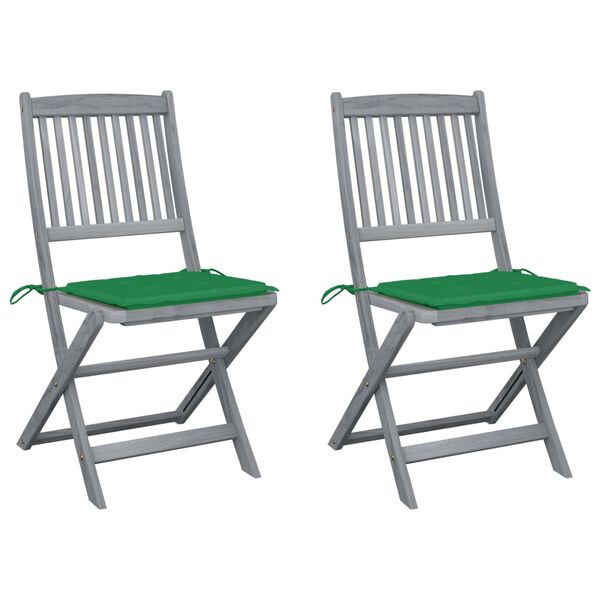 vidaXL Chaises pliables d'ext&eacute;rieur lot de 2 et coussins Bois d'acacia
