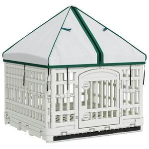 vidaXL Panneau de jeu pour chien 4 panneaux avec toit Plastique Blanc