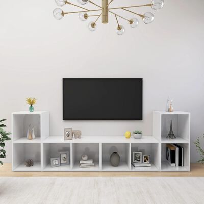 vidaXL Meubles TV 4 pcs Blanc brillant 72x35x36,5 cm Bois d'ingénierie