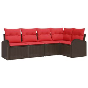 vidaXL Ensemble de canap&eacute; de jardin 5 pc Marron polyrotin