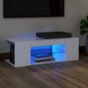 vidaXL Meuble TV avec lumières LED Blanc 90x39x30 cm