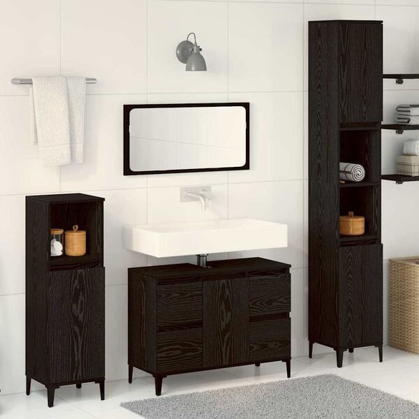 vidaXL Ensemble de mobilier de salle de bain 3 pcs Chêne noir