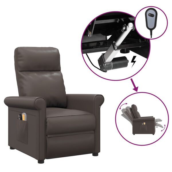 vidaXL Fauteuil de massage &eacute;lectrique Marron Similicuir