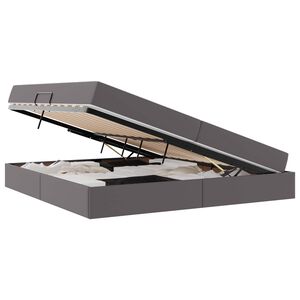 vidaXL Lit avec rangement et matelas avec matelas 2 pcs Gris Cuir