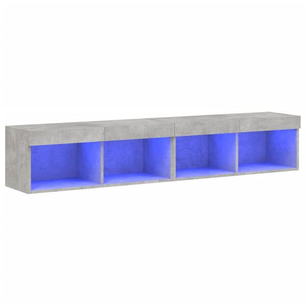 vidaXL Meubles TV avec lumi&egrave;res LED 2 pcs gris b&eacute;ton 80x30x30 cm