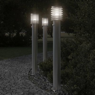 vidaXL Lampadaire d'extérieur avec capteur argenté acier inoxydable