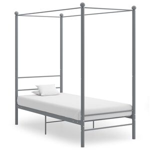 vidaXL Cadre de lit &agrave; baldaquin sans matelas gris m&eacute;tal 90x200 cm