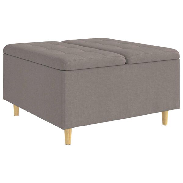 vidaXL Tabouret bouton avec coussin Taupe 80 x 80 x 45 cm tissu
