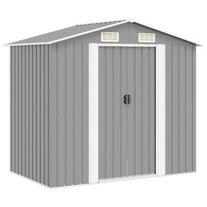 vidaXL Abri de stockage pour jardin M&eacute;tal Gris 204 x 132 x 186 cm