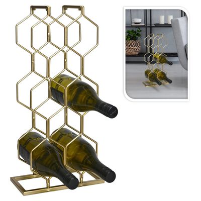 Home&Styling Casier à vin pour 8 bouteilles métal doré
