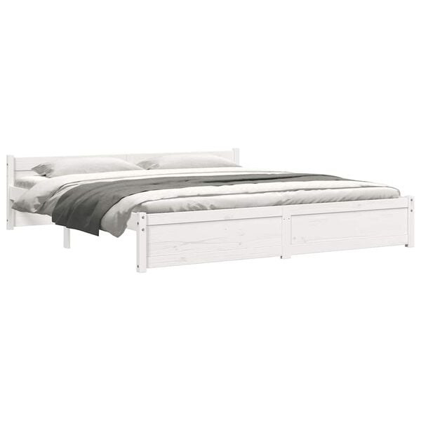 vidaXL Cadre de lit sans matelas blanc bois massif 200x200 cm