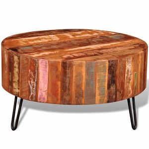 vidaXL Table basse ronde Bois massif de r&eacute;cup&eacute;ration