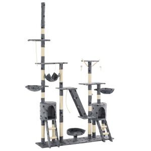 vidaXL Arbre &agrave; chat et griffoirs 230-250 cm Empreintes de pattes Gris