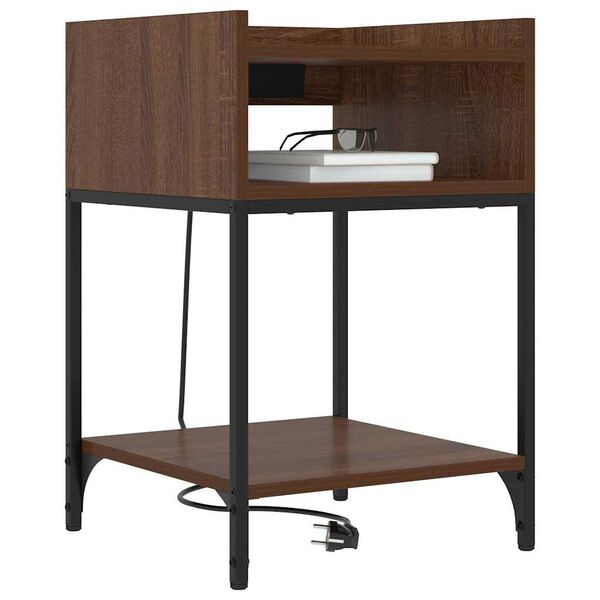 vidaXL Cabinet de chevet avec &eacute;tag&egrave;re 2 pcs Ch&ecirc;ne brun 40 x 40 x 61 cm