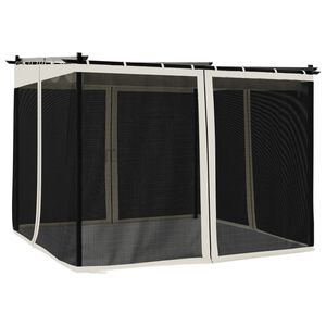 vidaXL Tonnelle avec parois en filet cr&egrave;me 3x3 m acier