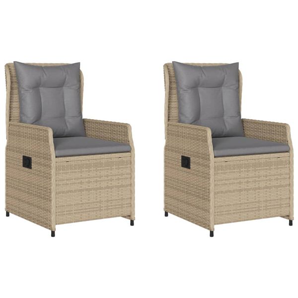 vidaXL Chaises inclinables de jardin lot de 2 beige r&eacute;sine tress&eacute;e