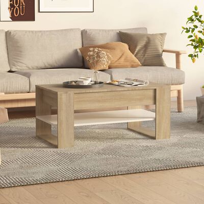 vidaXL Table basse Blanc chêne sonoma 102x55x45 cm Bois d'ingénierie