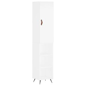 vidaXL Buffet haut Blanc 34,5x34x180 cm Bois d'ing&eacute;nierie