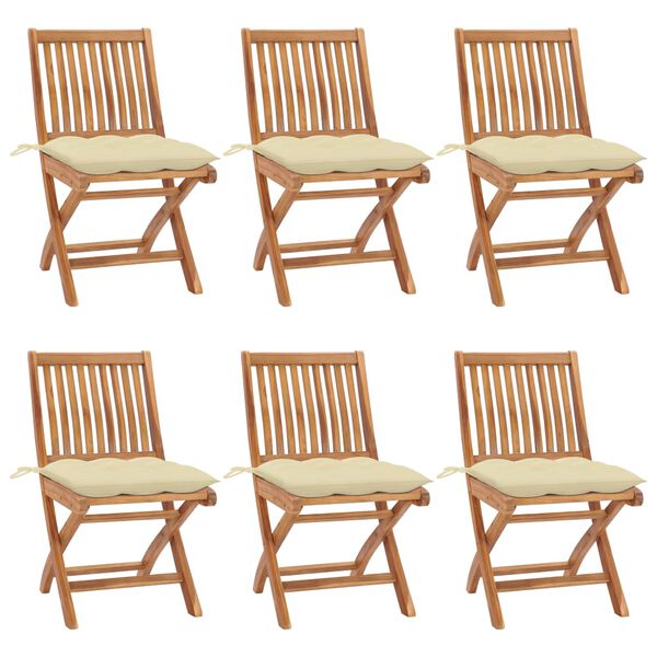 vidaXL Chaises pliables de jardin avec coussins lot de 6 Bois de teck