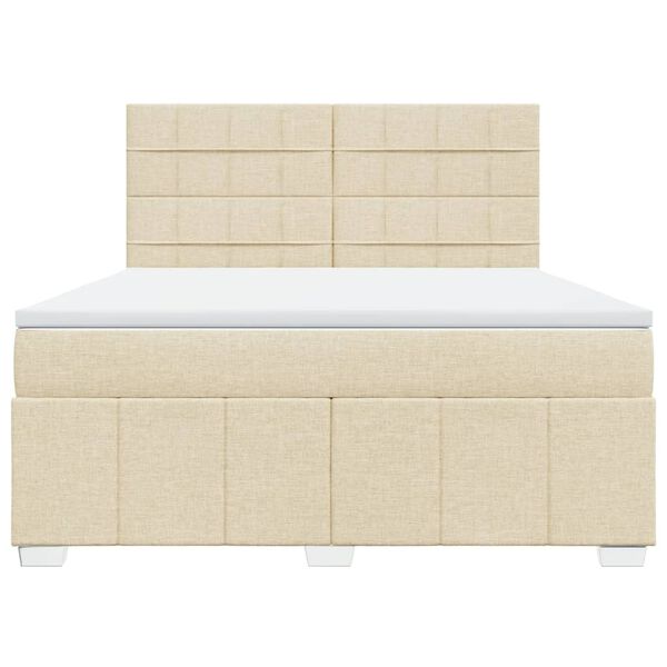 vidaXL Sommier &agrave; lattes de lit avec matelas Cr&egrave;me 180x200 cm Tissu