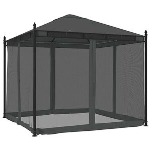 vidaXL Tonnelle avec parois en filet anthracite 2,93x2,93 m acier